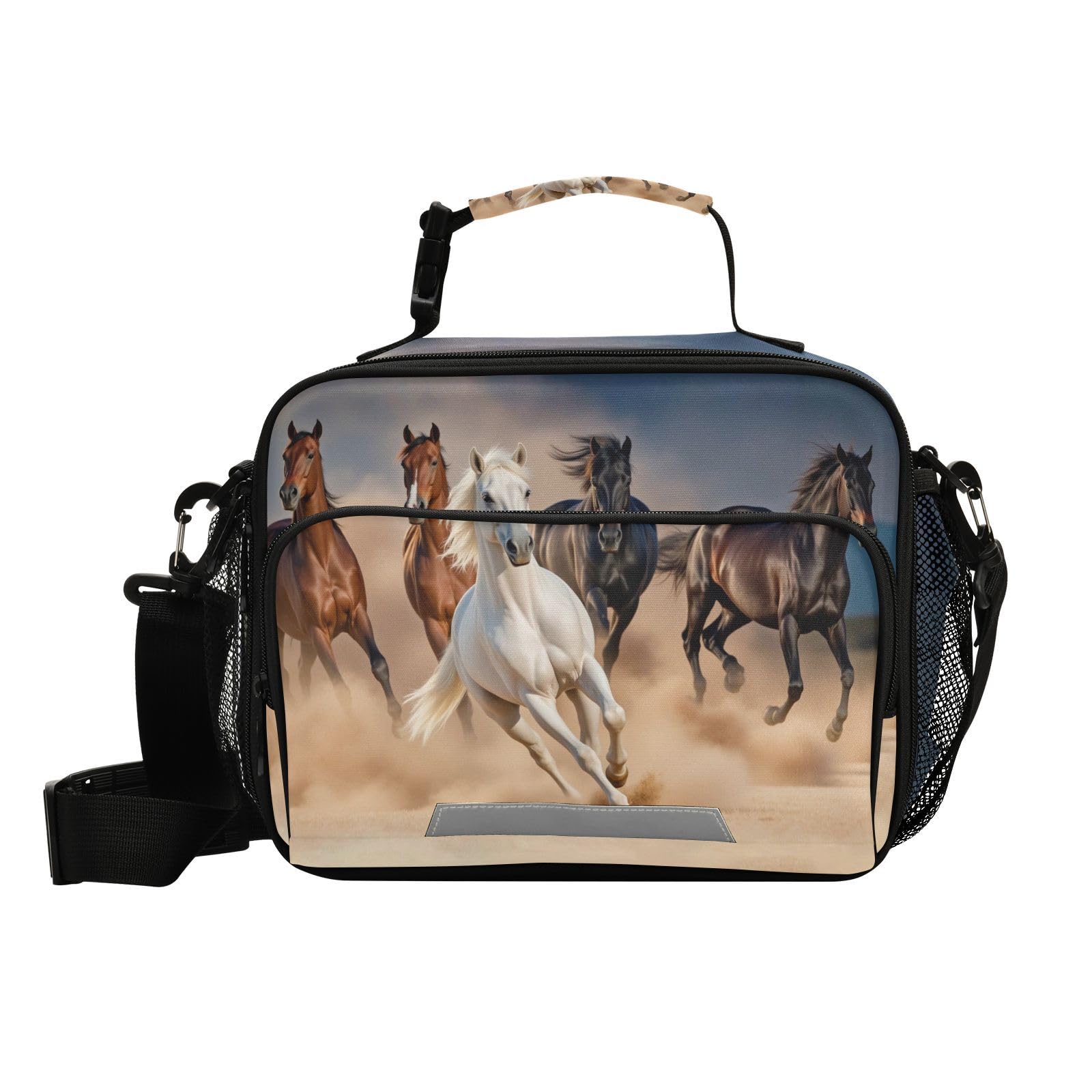 Boîte à déjeuner pour filles sac isotherme repas réutilisable motif chevaux école travail