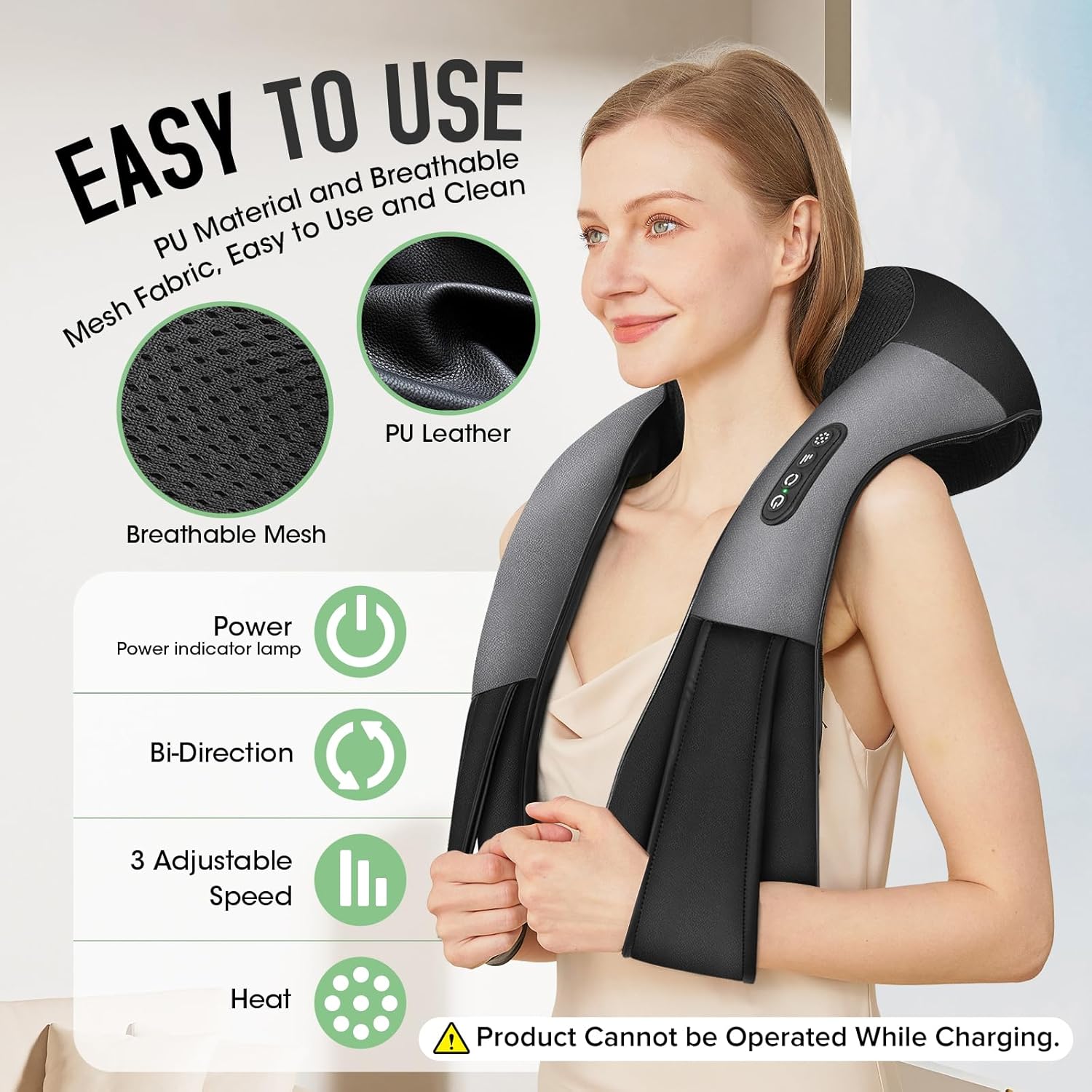Cordless Shiatsu Neck and Shoulder Massager, Back Massager with Heat,Massage Deeper Tissue 4D Kneading Massage for Shoulder, Neck and Back, Use at Home, Office, Car - Gifts for Fathers Day Dad Gift - Image 4