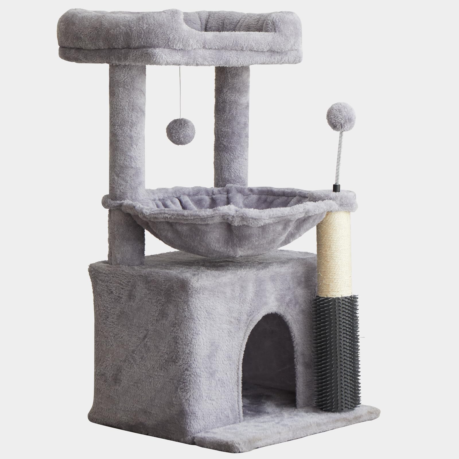 Arbre à chat robuste à plusieurs niveaux avec niche et griffoirs