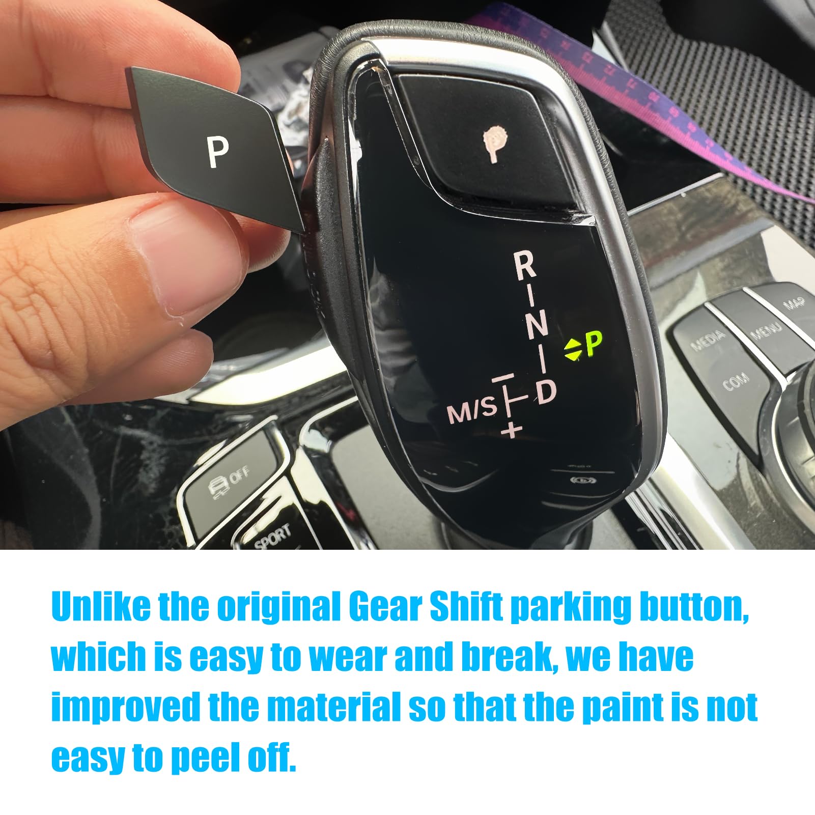 Xotic Tech Silver Aluminum P-Park Button Trim For BMW G11 G30 G32 G01 G02 – Shift Lever Cover
