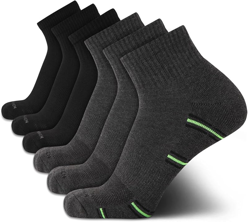 Van Heusen Mens 6 Pack Stretch Moisture Wicking Cushioned Quarter Socks | Soft Padded Sole With Breathable Mesh Zones, Supportive Ankle Fit That Stays Put Through Workouts and Everyday Active Days