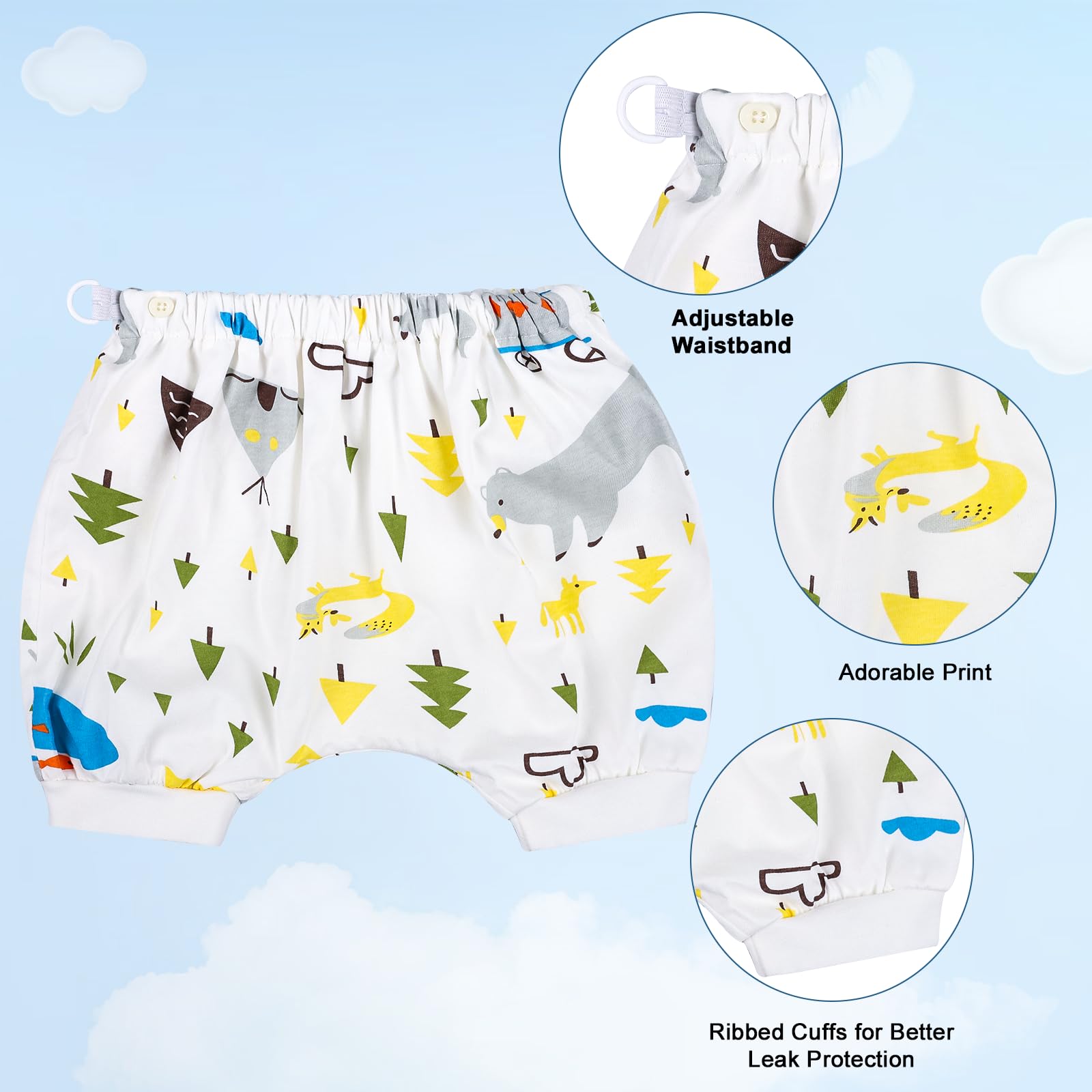 MOEMOE BABY Wodoodporne spodnie dziecięce, spódnica na pieluchy, figi do nauki czystości dla chłopców, spodnie na pieluchy, czyste spodnie dziecięce, wodoodporna warstwa dla dzieci, zestaw 2 szt
