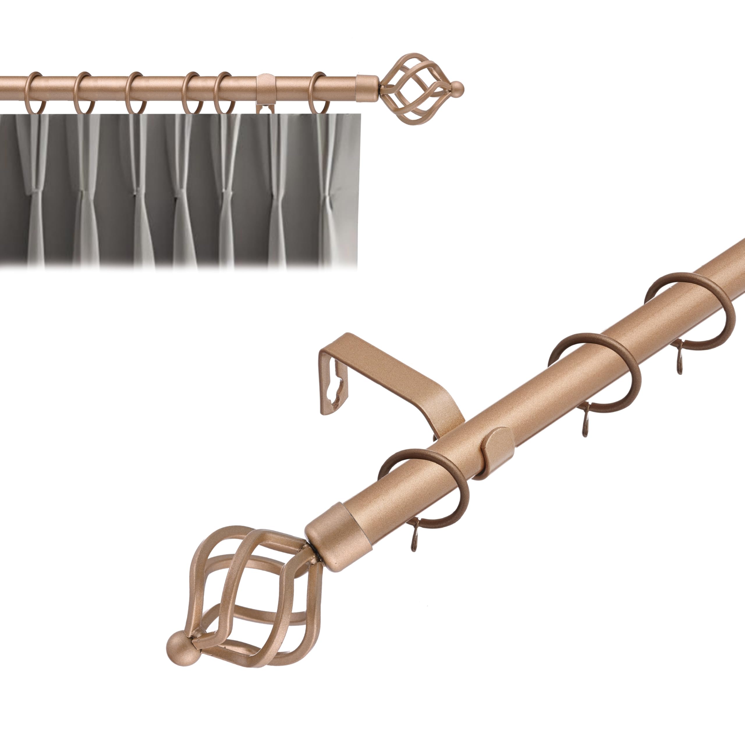 Lister Cartwright Bronze (Cage Finials) 19 Mm Extendable Metal Curtain Poles Rods Voile Easy Fitting - Bronze (Cage Finials, 70-120 Cm)