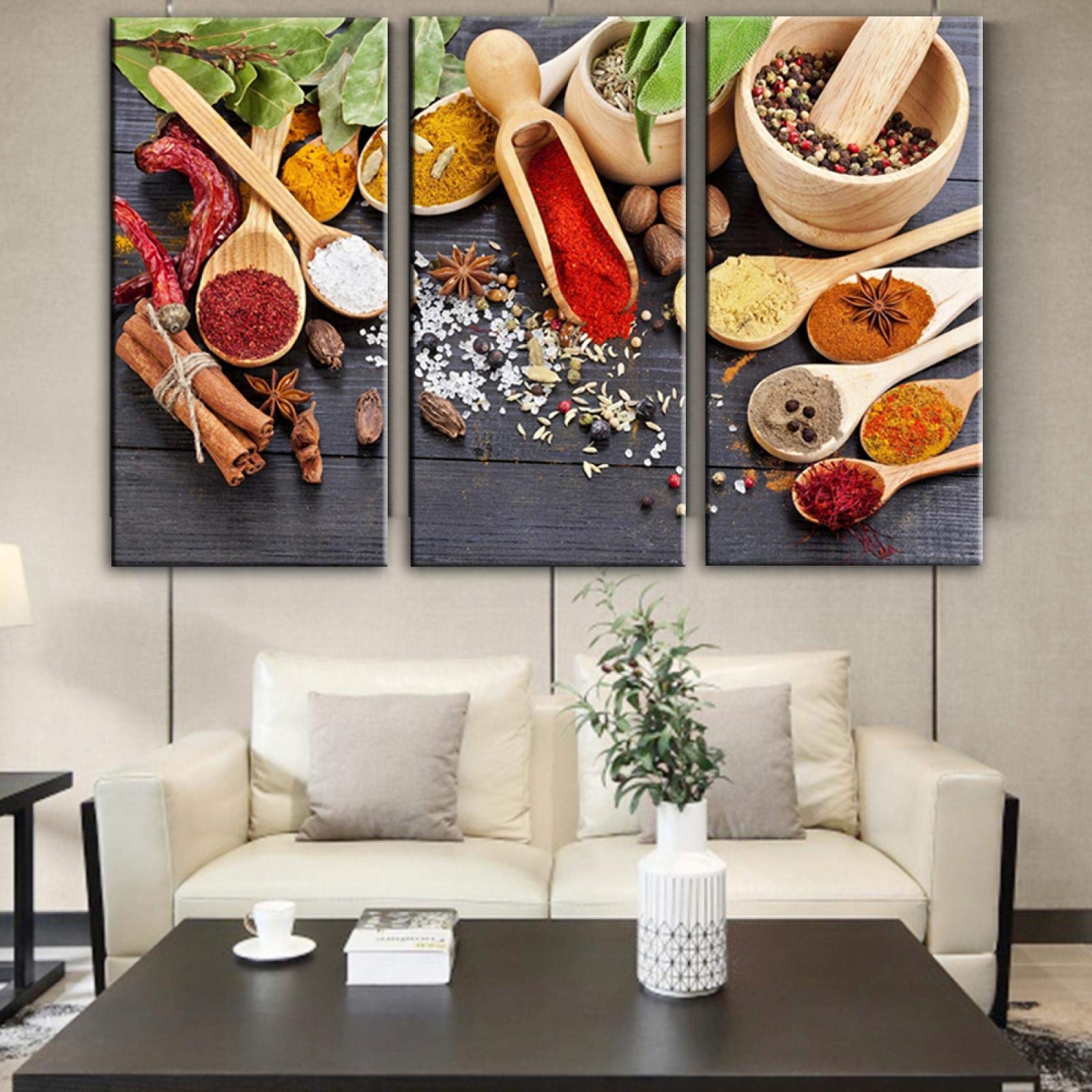3 Stampe Su Tela Per Cucina – Quadri Decorativi Con Spezie E Condimenti – Cornice In Legno 30x40 Cm – Opere D'Arte Per Sala Da Pranzo E Ristorante - 6