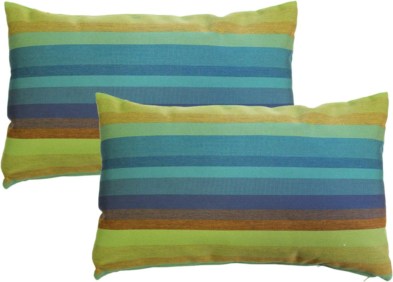 PILLOW DÉCOR Sunbrella Outdoor Pillow, Astoria Lagoon, 12"x19" (Set of 2) - Inserts Included