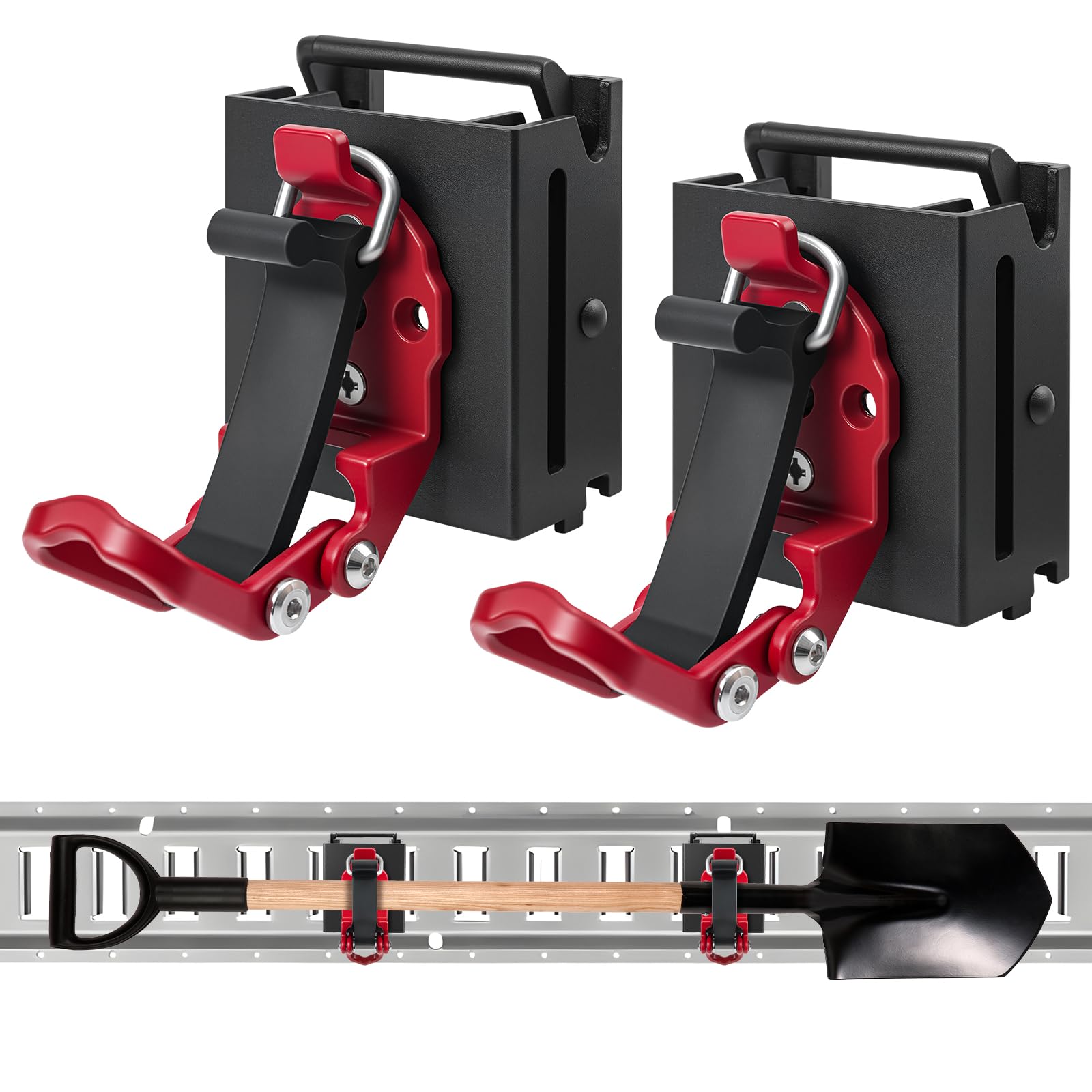 2 Pack E Track Tool Holder with Quick Release, Adjustable Clamp Mount for E-Track Accessories, Holds Broom, Shovel, Rake, Hose & Tools , Heavy Duty for Trailer, Truck & Cargo Organization,Orange — Amazon image 7