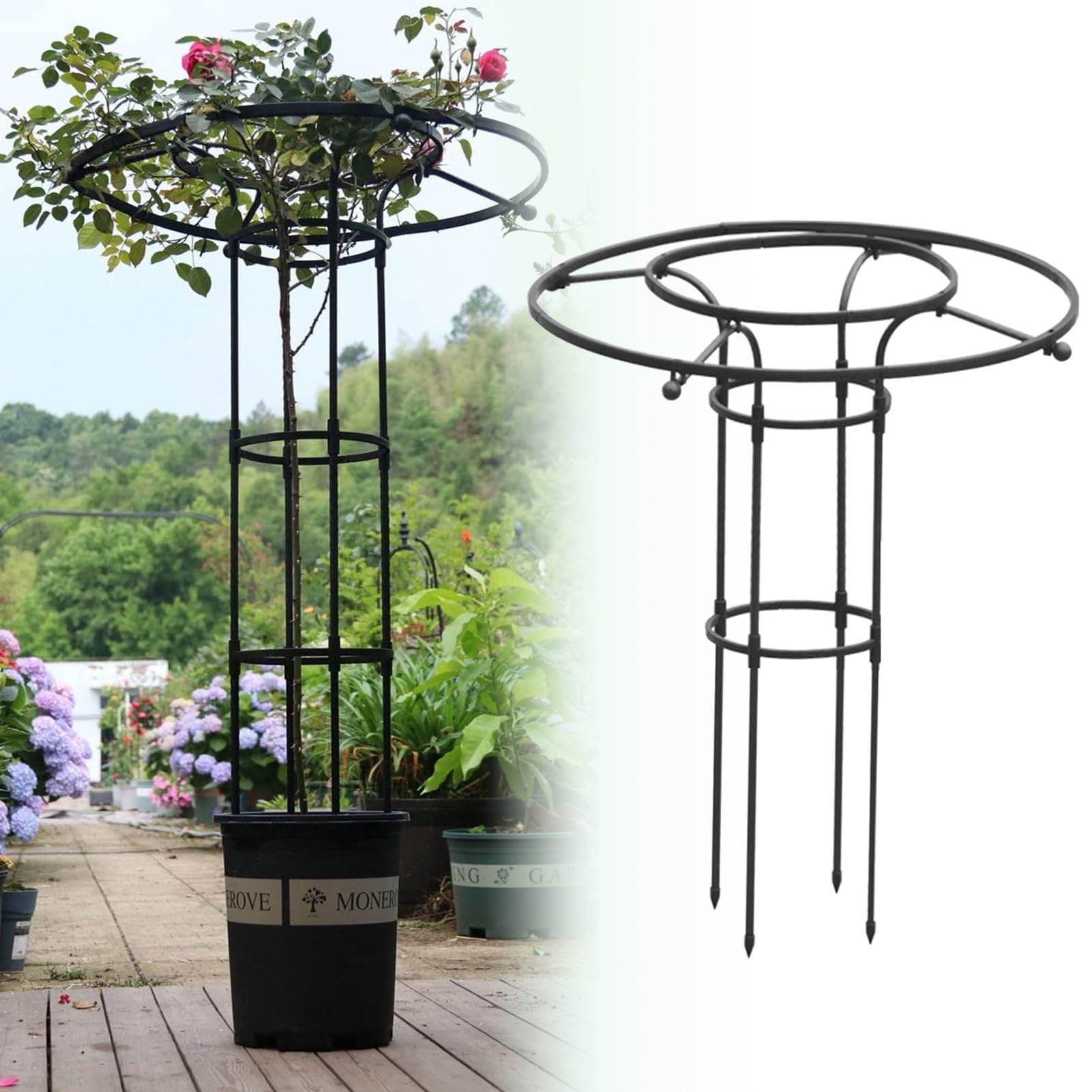 Dirfuny Tour Treillis Parapluie Pour Plantes Grimpantes - Support Métal Robuste Pour Jardin Et Rosiers (90 à 210 Cm)