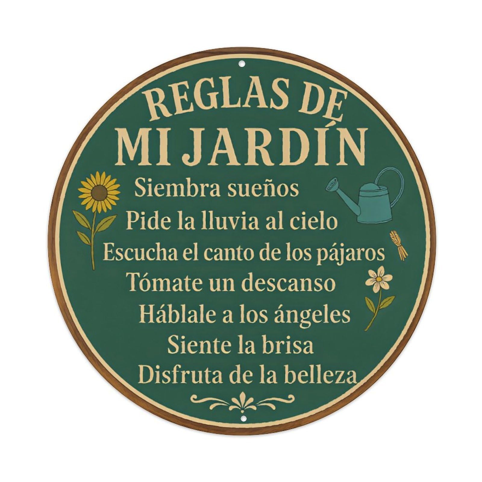 Spanish Garden Text Aluminium Sign 20x20cm