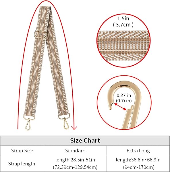 ZOOEASS Wide Shoulder Strap Adjustable Replacement Belt Crossbody Canvas Bag Handbag - 5