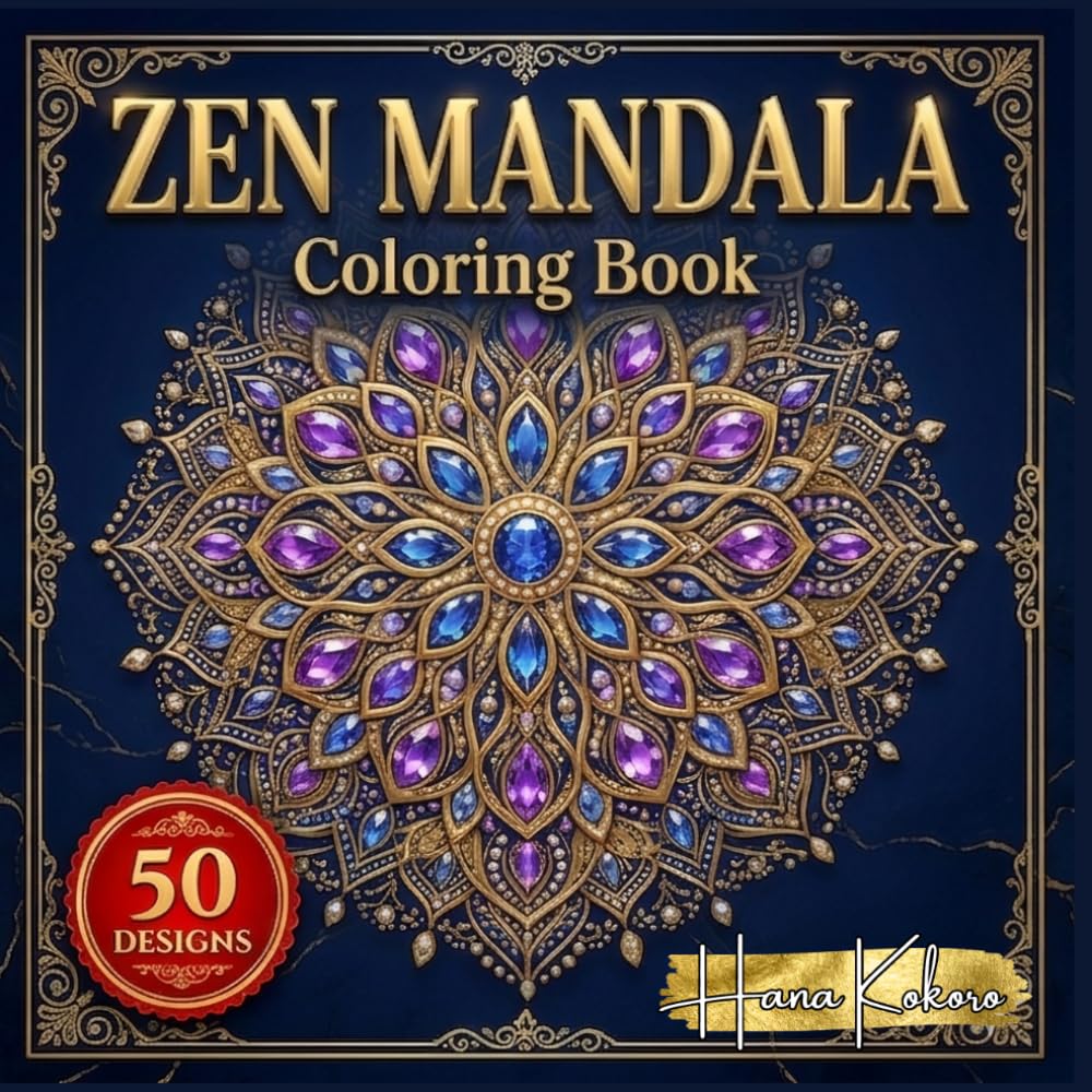 Zen Mandala Coloring Book: 50 Unique Mandalas to Relieve Stress and Promote Relaxation: Japanese Zen-Inspired Art Therapy for Adults.