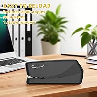 Vista 3 de Engrapadora eléctrica, automática, incluye 2000 grapas y 1 removedor de grapas, resistente puede almacenar 210 grapas, grapadora alimentada por CA