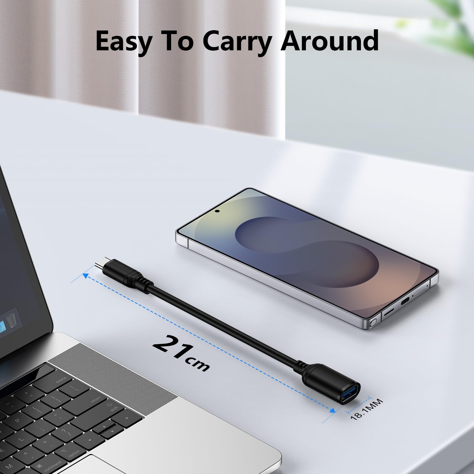 Adattatore da USB C a USB 3.0, adattatore USB C Android maschio a USB A femmina OTG On The Go cavo per Samsung Galaxy S25 Edge Ultra S24 S23 S22 S21 S20 A36, Google Pixel 9 8 7 Pro, Moto G 5G 2025