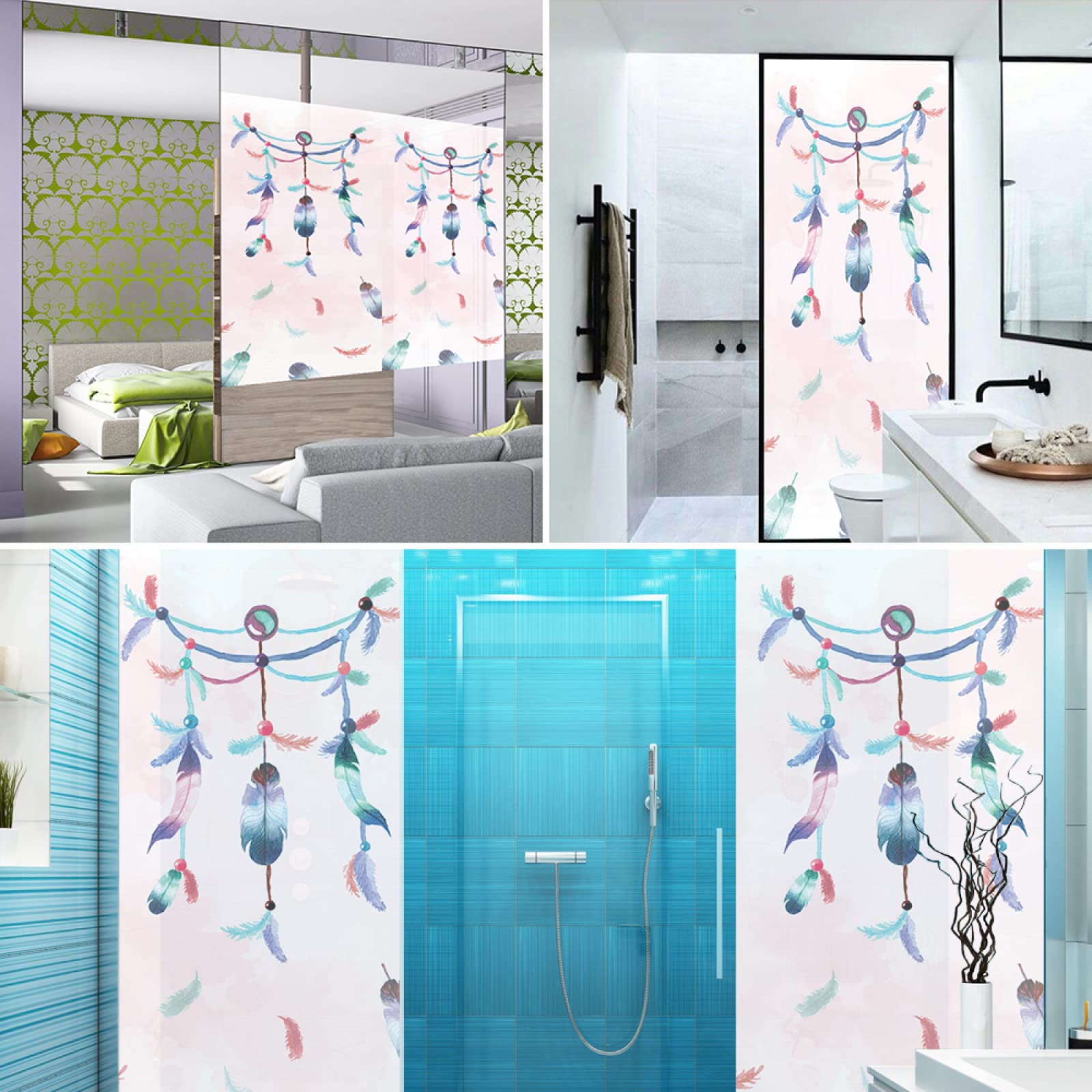 Pellicola per vetri oscurante,Pellicola privacy finestre,anti-peeping,Autoadesive,Anti-UV,piuma ,Ideale per Ufficio Camera da Letto Sala(60cmx200cm)