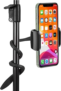 Gooseneck Phone Holder Wrap Around for Car, Stroller, Treadmill, Shopping Cart, Bike, Boat, Golf Cart, Desk, Bed - Flexible and Adjustable iPhone Holder - Cell Phone Mount and Stand
