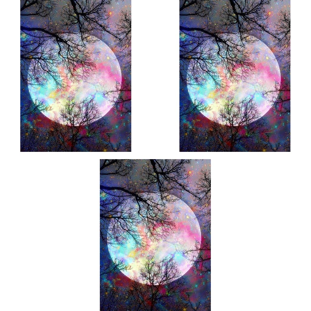 HASTHIP® Diamond Painting Kit 30 x 40cm Bright Moon 5D for Adults Kids Art Wall Hangings Super Night Scene Home Decor 3PCS-image-12