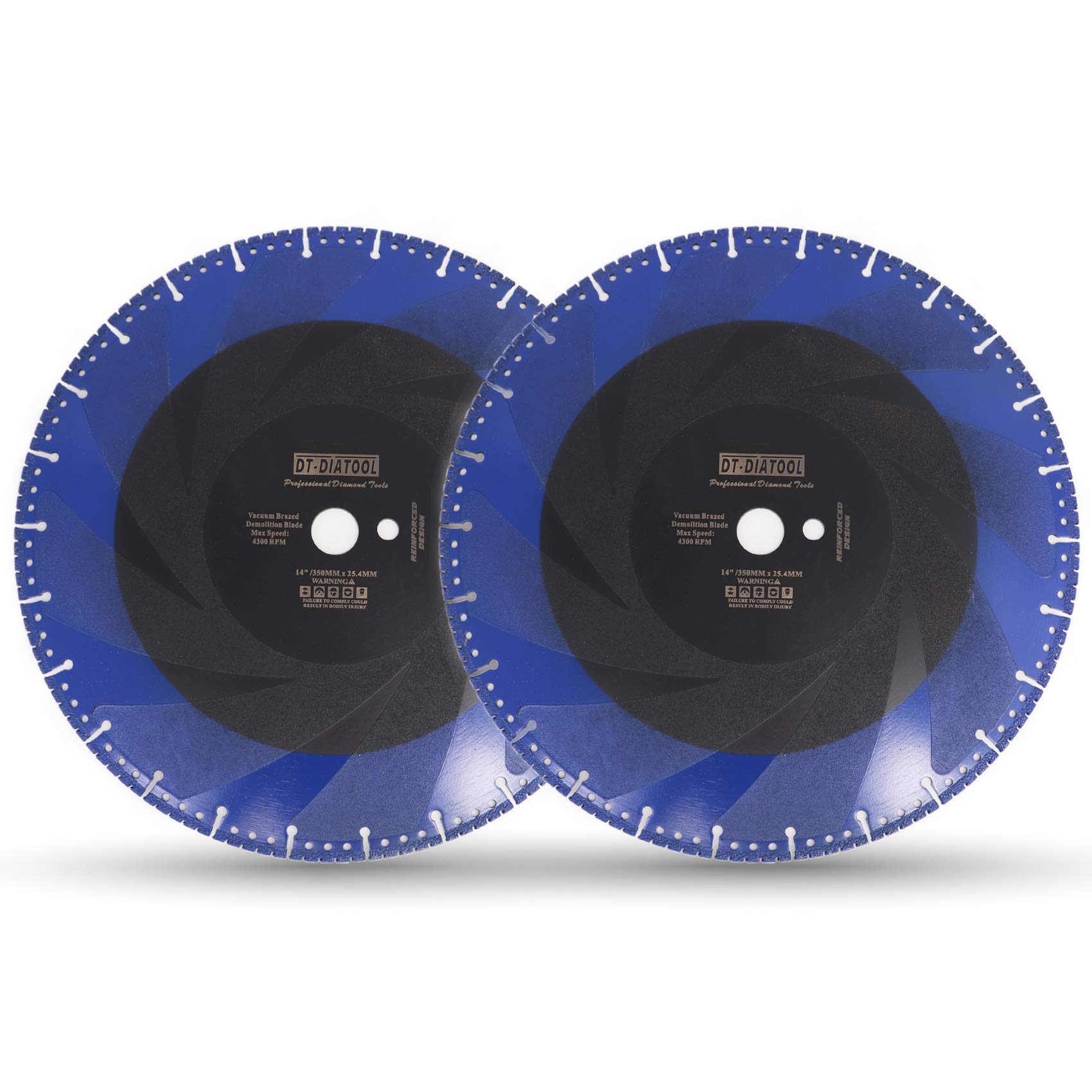 DT-DIATOOL Diamond Saw Blade 2PCS 14 Inch / 350mm Multi Purpose Cut-Off Wheel for Reinforced Concrete Steel Pipe Rebar Iron PVC All Tough Materials