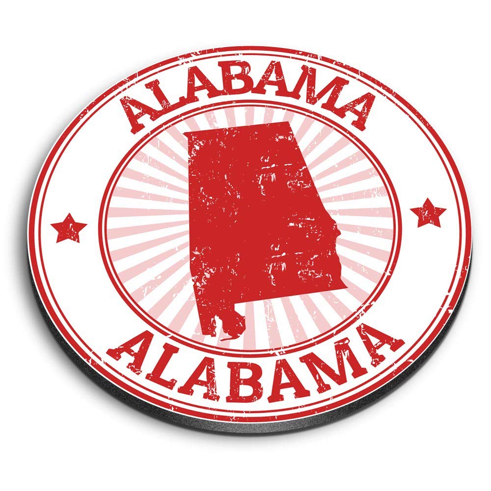 1 x Round MDF Magnet - Alabama USA Stamp America 9287