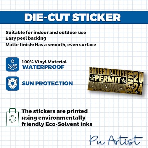 Miniatura 3 de Golden Street Racing Permit Sticker 2024 Racing Funny Mexico Drag Race gifts for Driver Vinyl Die Cut Sticker Water-Resistand Gift Idea Merchandise