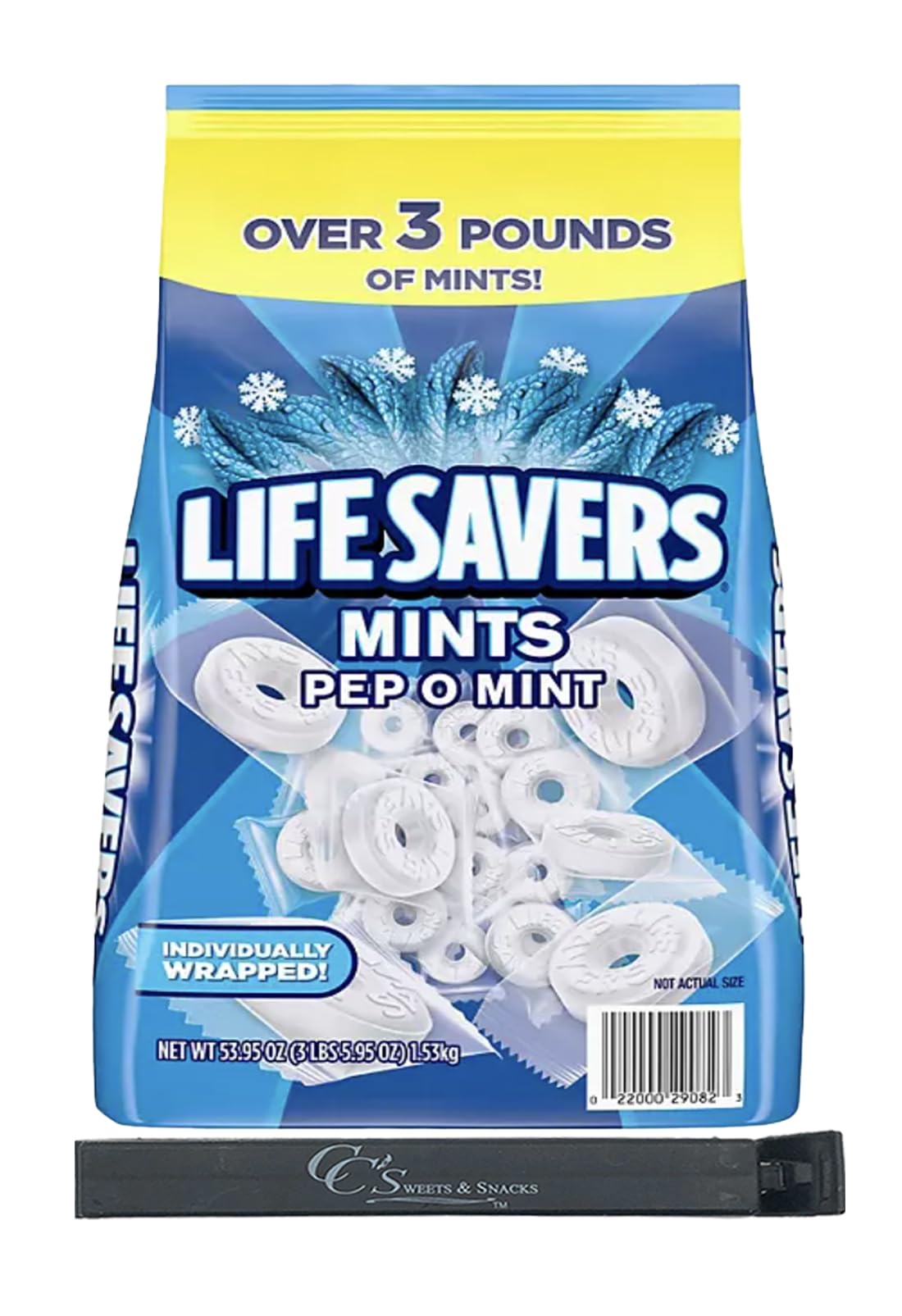 Lifesavers Pep-O-Mint Individually Wrapped Mints - Bulk 3.5lbs w/CC's Sweets & Snacks Bag Clip