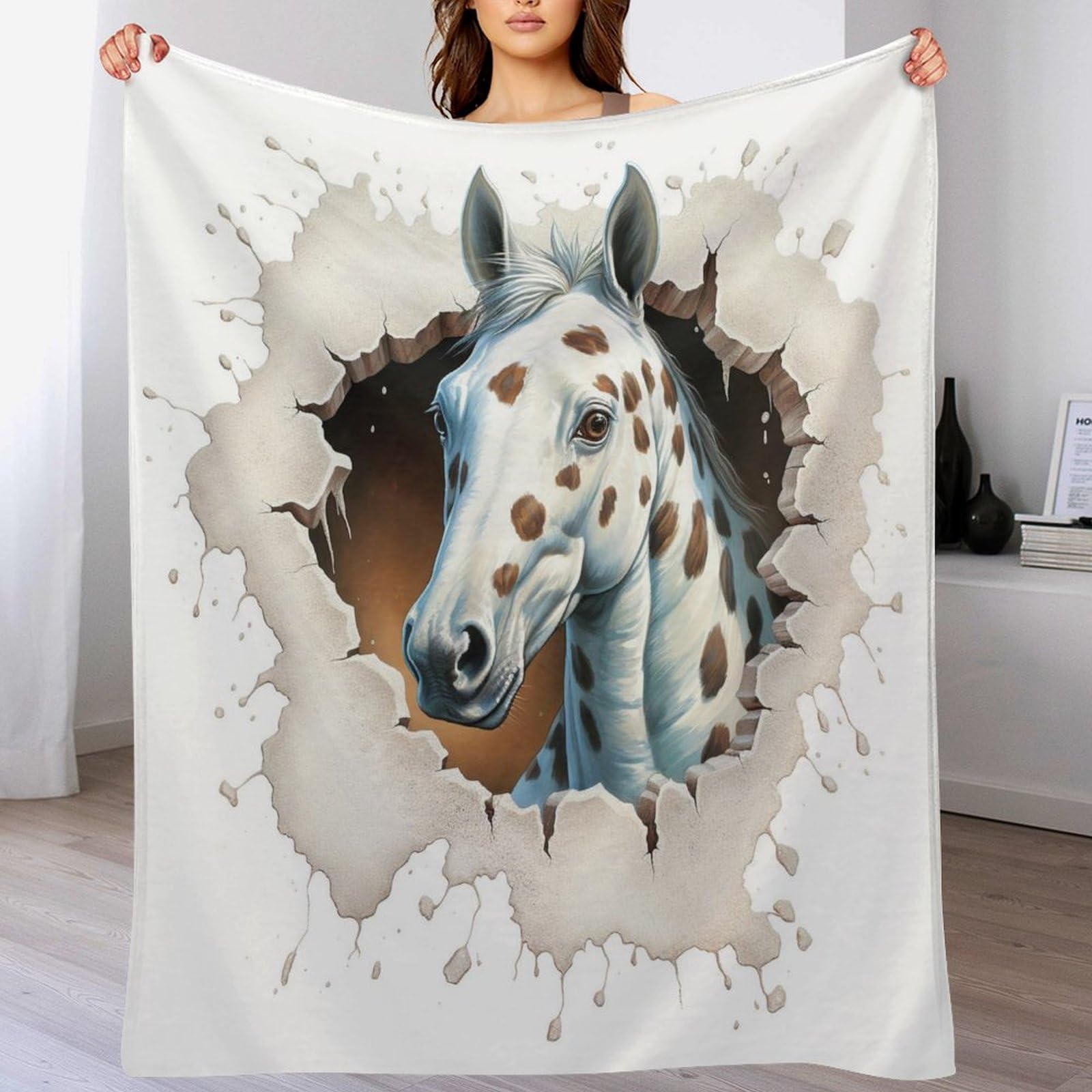 Couverture cheval flannel anti-froid | Plaid doux 150x200 lit et canapé