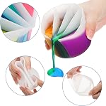 Hacaroa 4 Pack Silicone Split Cup for Paint Pouring, Reusable Split Cup with 2/3/4/5 Channel Dividers for Acrylic Paint, DIY Fluid Art Making, Polygonal White