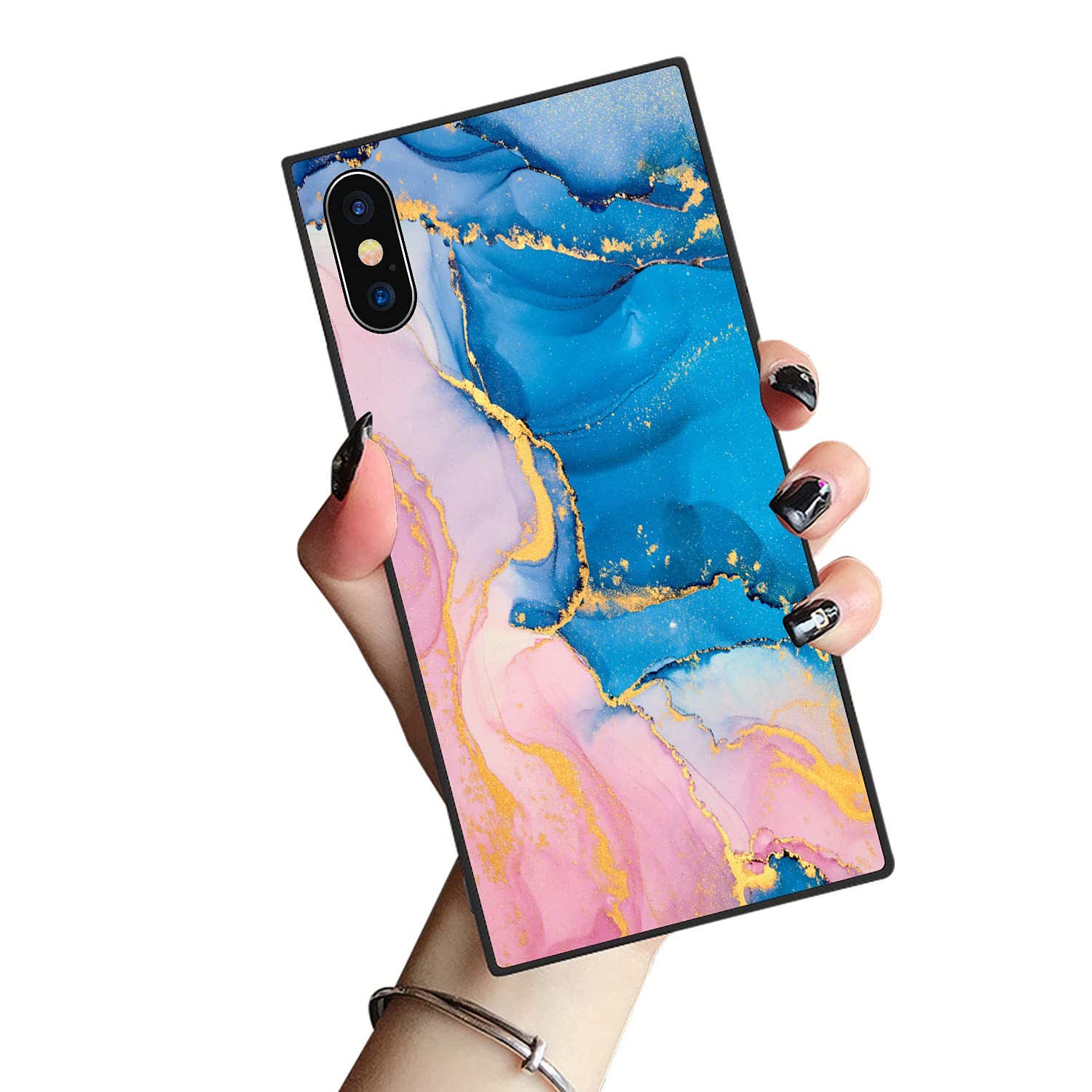 iPhone XR Case,Pink Blue Marble iPhone XR Case for Boys Grils,Design Printing iPhone XR Cases Shockproof Anti-Scratch Case for iPhone XR 6.1inch