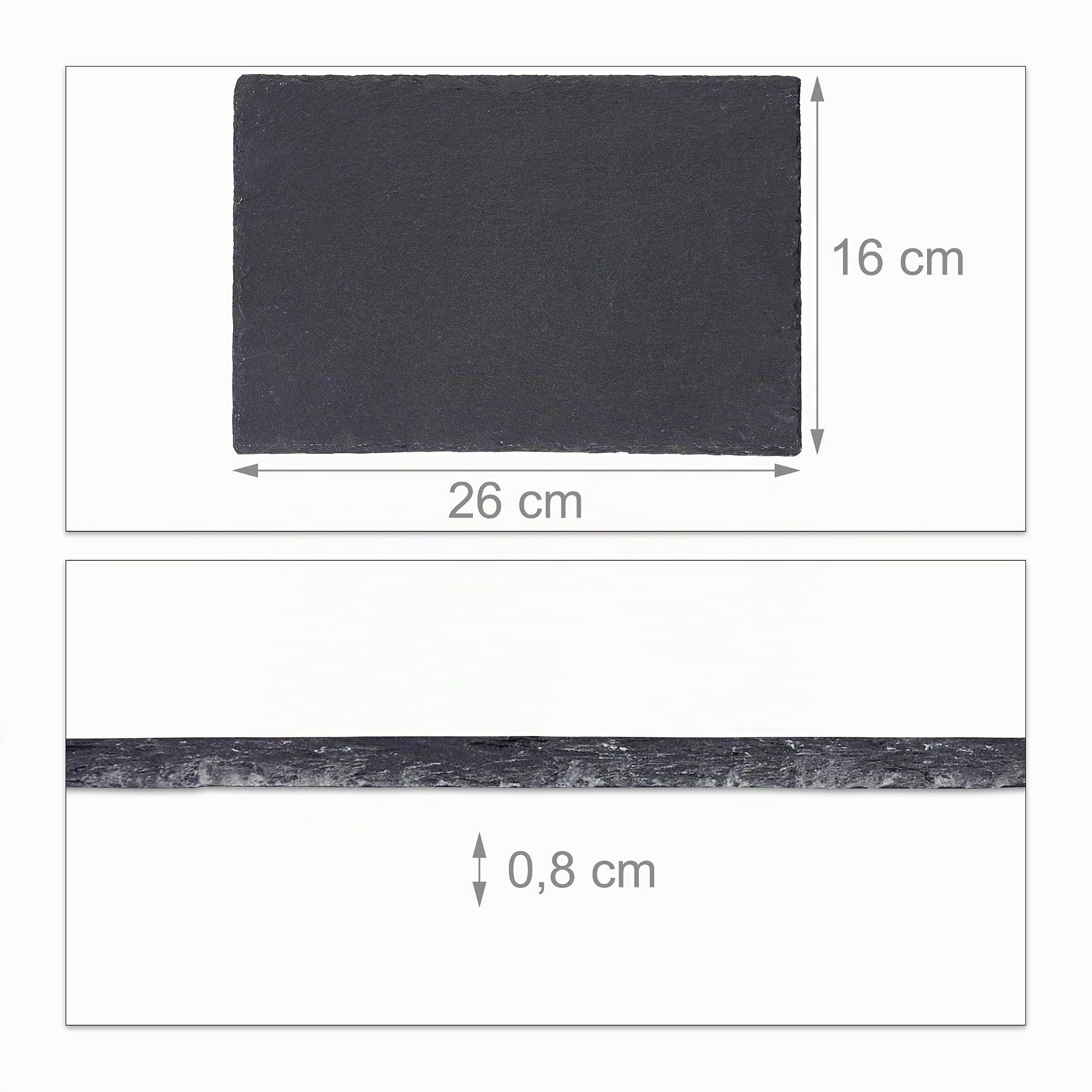 Relaxdays 24 x Schieferplatte, 26 x 16 cm, zum Servieren & Beschriften, Buffet, Servierplatte Schiefer rechteckig, anthrazit
