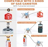 Vista 4 de WADEO Estufa de camping resistente al viento de 6800 W, estufa de mochilero con encendido piezoeléctrico y adaptadores de recipiente de combustible