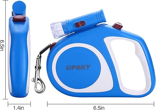 Miniatura 3 de UPSKY Correa retráctil para perro con linterna, correa de paseo de perro de 16 pies para perros pequeños y medianos, cinta de nailon resistente para