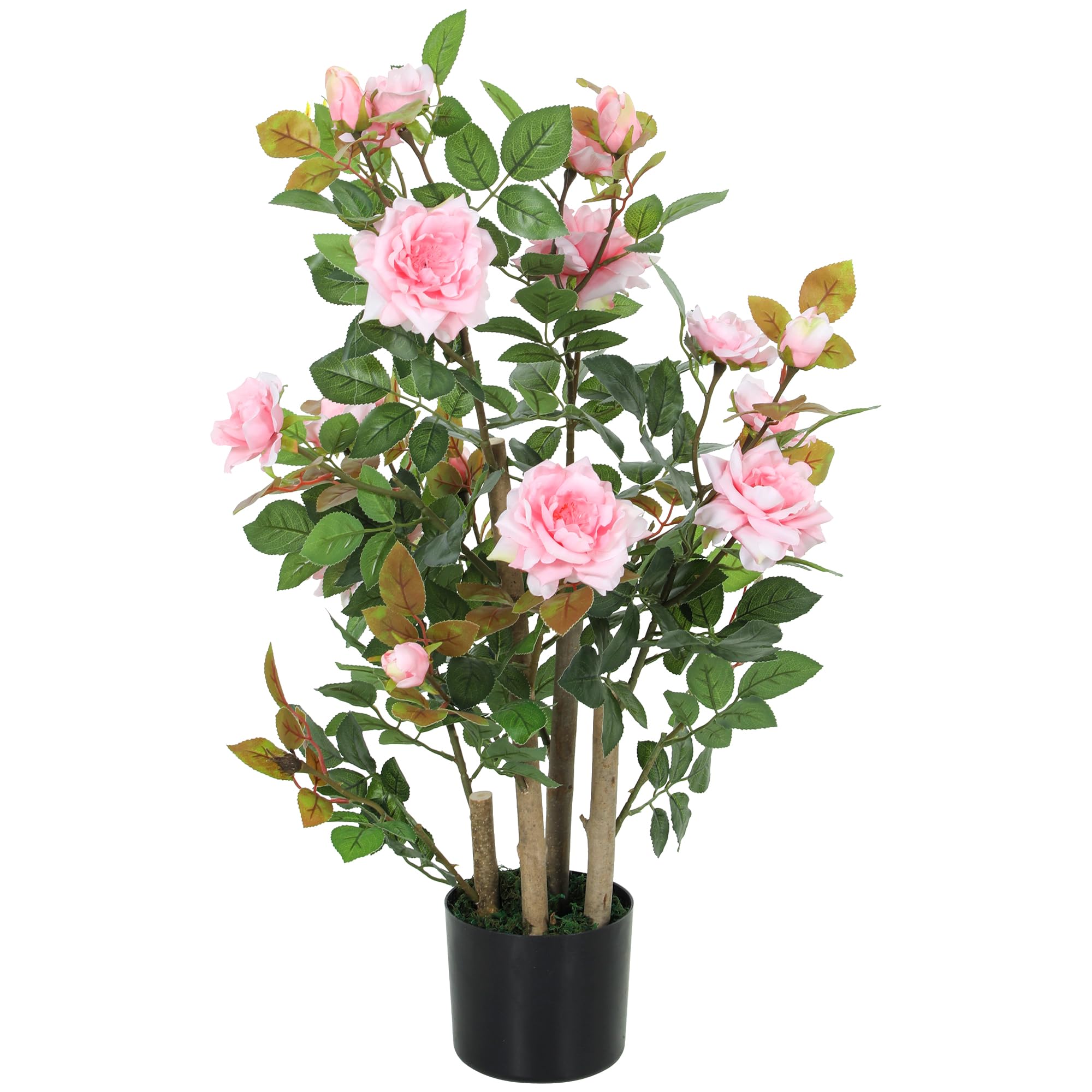 Homcom Unisex Pink 90Cm Artificial Rose Tree With 344 Silk Leaves And 17 Flowers In