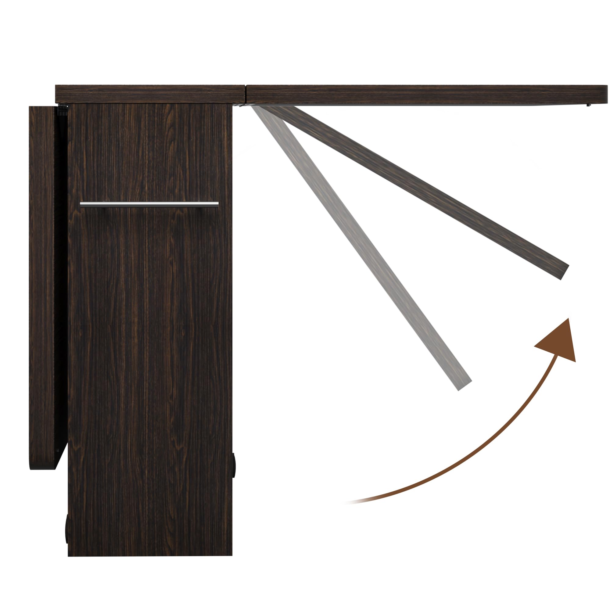 Zstar Platzsparender, Faltbarer Essenztisch Mit Ausziehbarem Drop-Leaf-Design, 2-Stufigem Stauraum Und 6 Feststellbaren Rollen – Erweiterbarer Holztisch Für 4 Personen, Schwarz