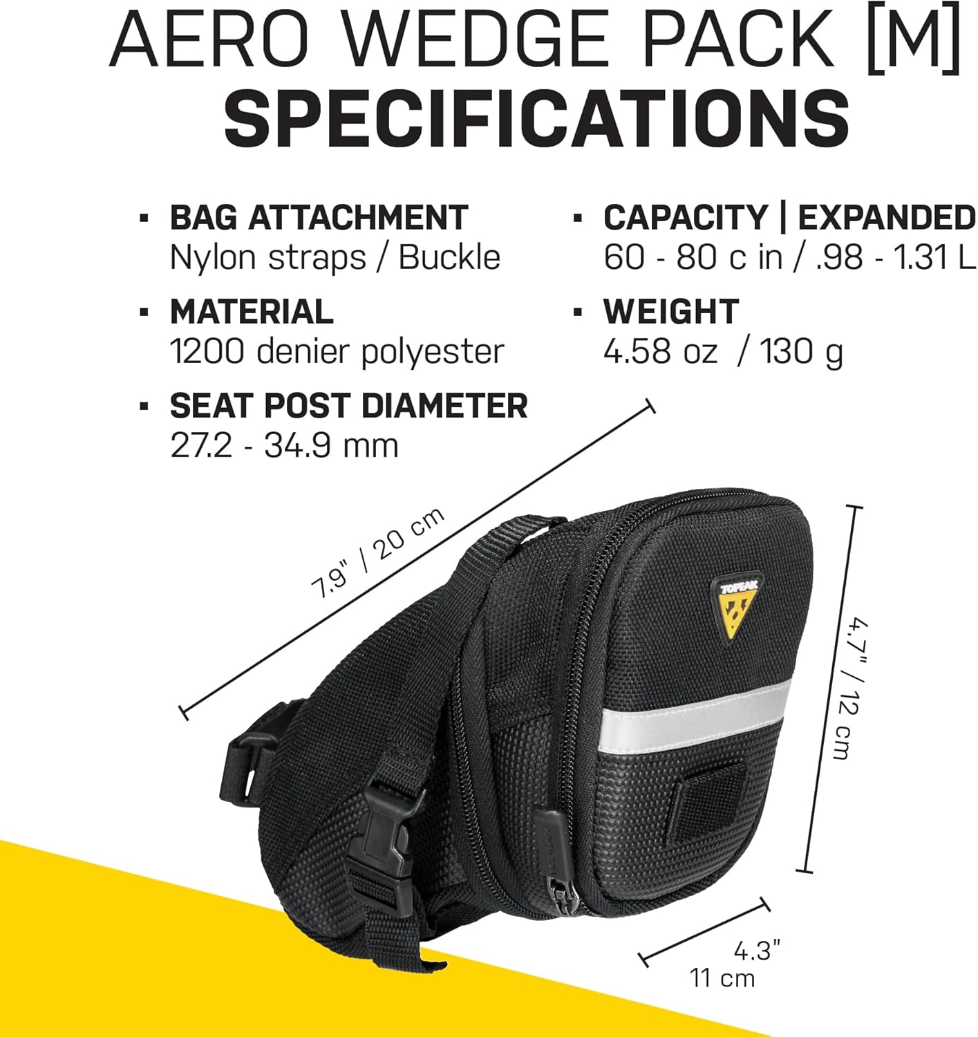 Topeak TC2261B Aero Wedge Pack with Strap Mount, Medium, black