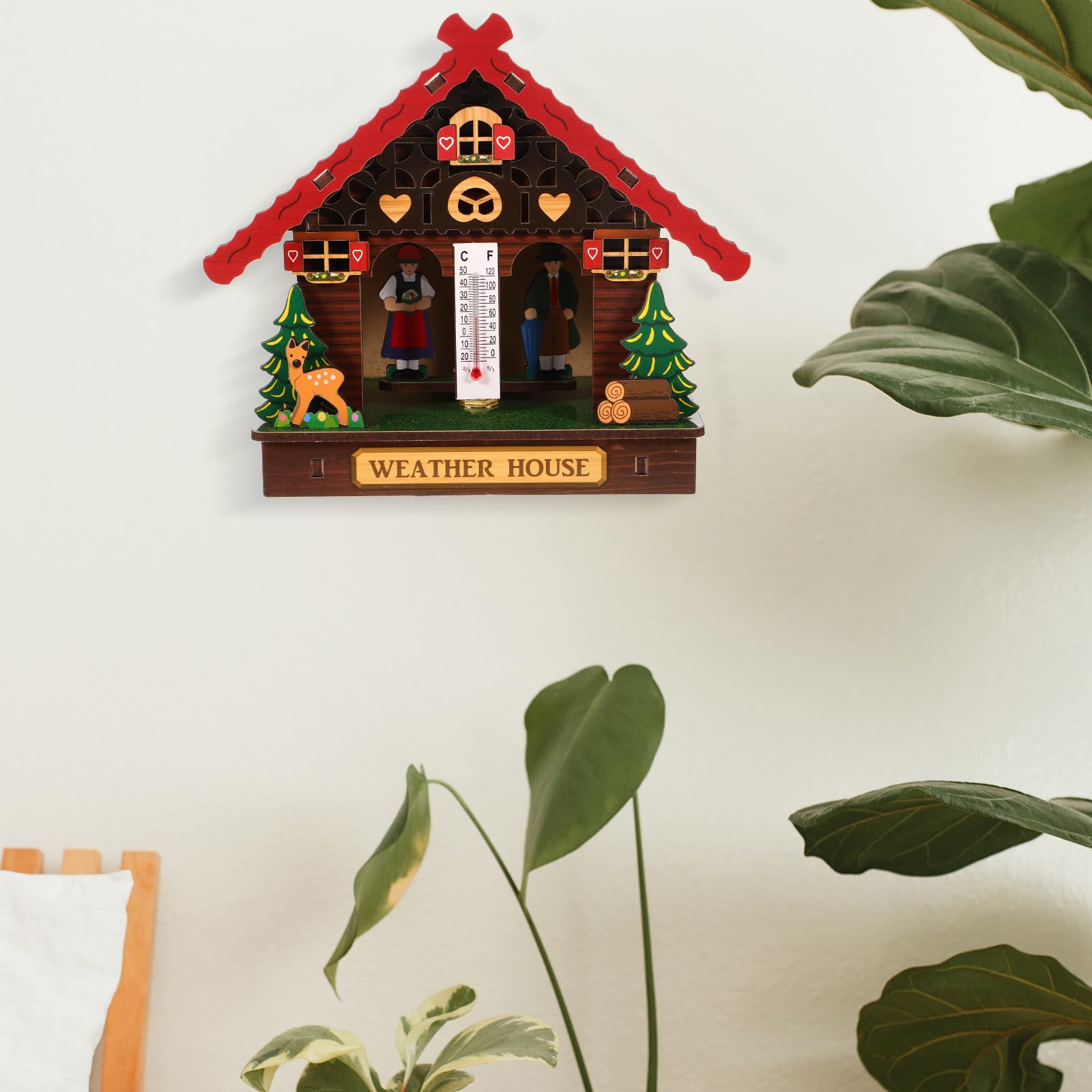 Barometro e Termometro Elegante in Legno per Uso Interno ed Esterno con Misurazione Accurata, per Decorazione da Parete e Controllo Clima Interno