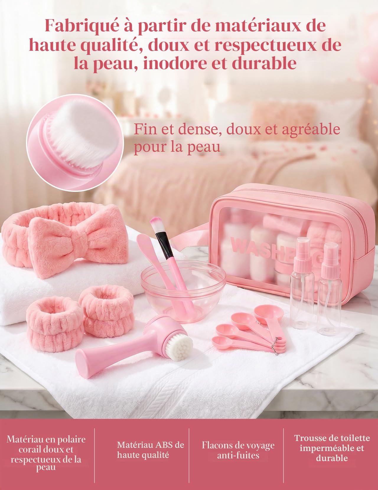 72 Pièces kit Soirée Pyjama Fille Cadeau, Kit Complet Soins du Visage, Outils de Beauté & Pochettes, Idéal pour Les Amis, les Décorations de la Fête des Demoiselles d'honneur et les Cadeaux