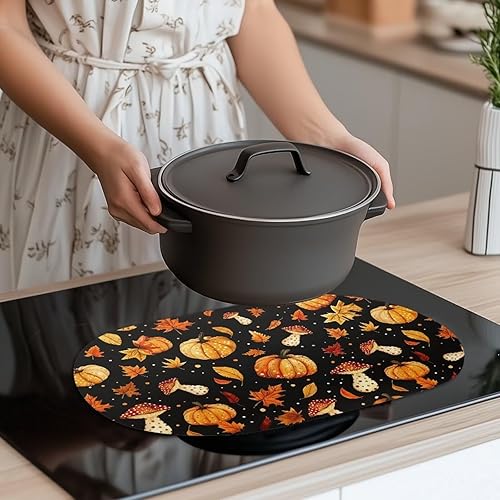 Miniatura 4 de Non Slip Placemats Set of 6 Pumpkin Mushroom Theme Waterproof Wipeable Faux Leather for Thanksgiving Family Feast Heat Resistant Dining Table Mats