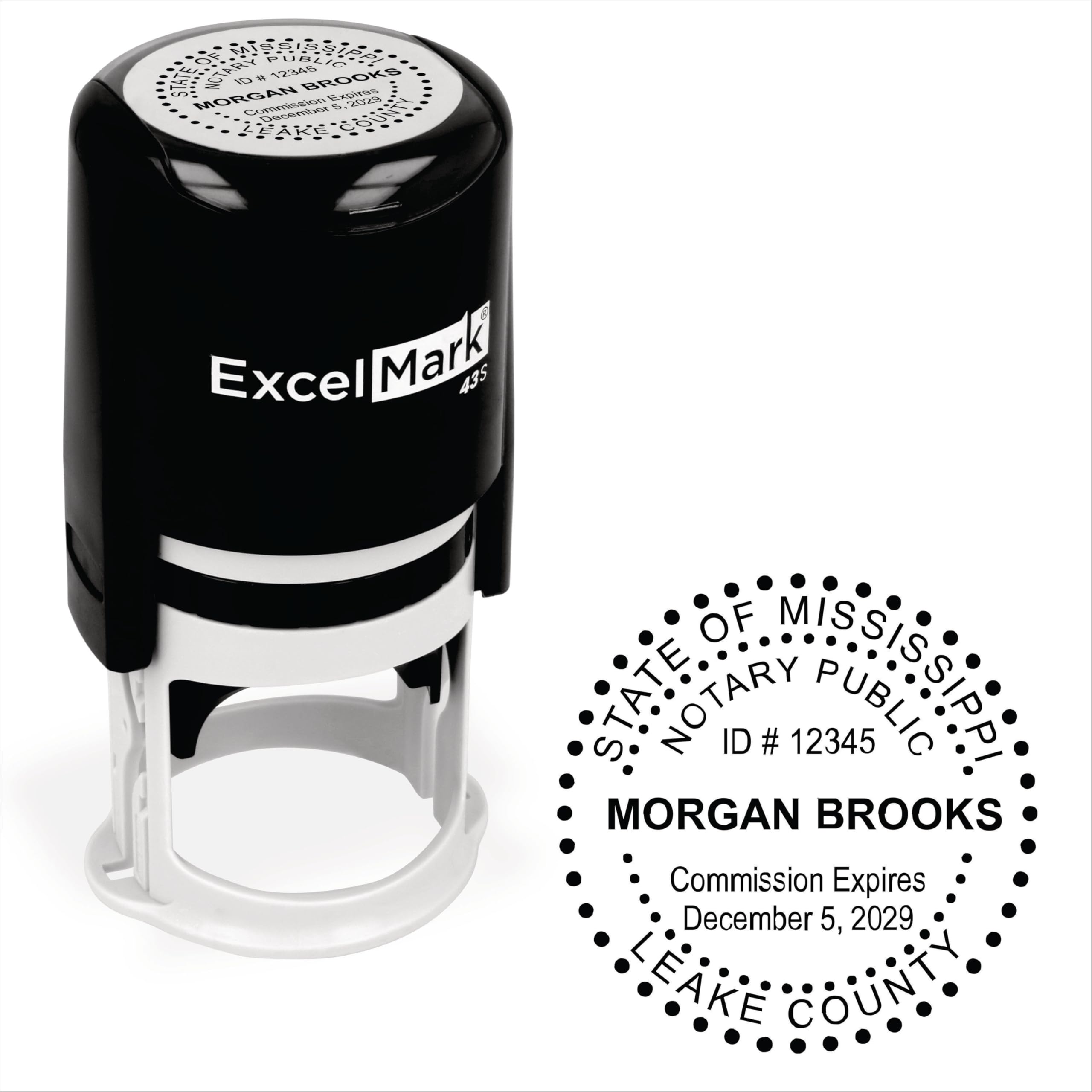 ExcelMark Notary Stamp for All 50 States - Official State Seal - Mississippi - Round