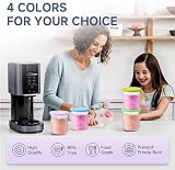 Pack of 4 Replacement Containers, 24 oz Leak-Proof for Ninja CREAMi Deluxe NC500 NC501, with Ice Cream Scoop, 4 Spoons, Dishwasher Safe - 4