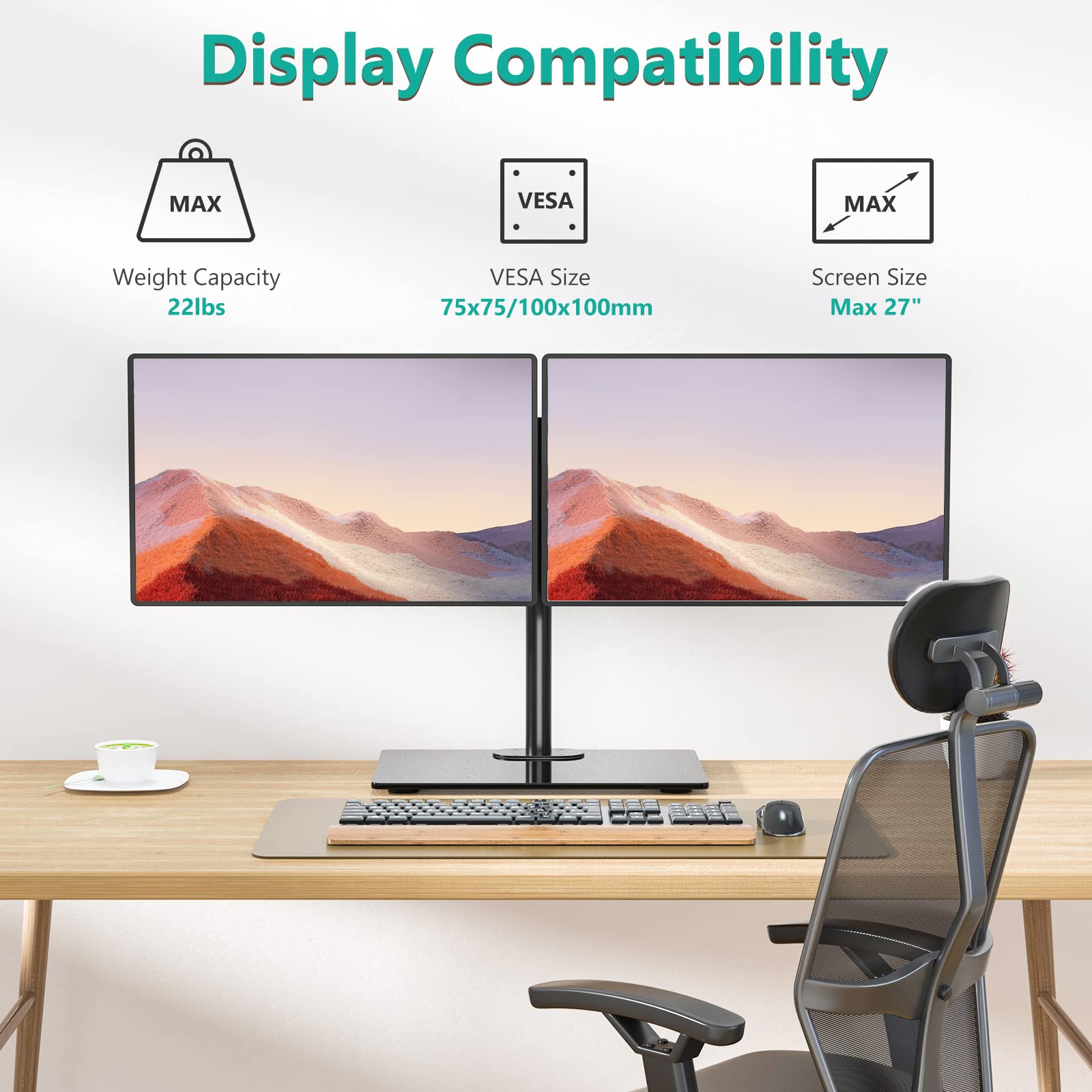 Amazon.co.jp: WALI 自立式デュアルモニタースタンド 高さ調節可能な