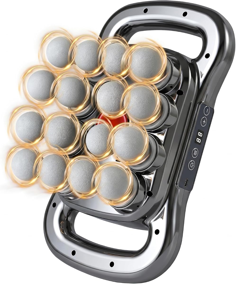 Back Massager for Relief Deep Tissue Percussion Massager for Athlete | 16 Heads Back Massager with Heat Musle Relax, 9 Modes & 9 Levels Deep Tissue Massage Gun Portable for Home & Office Use