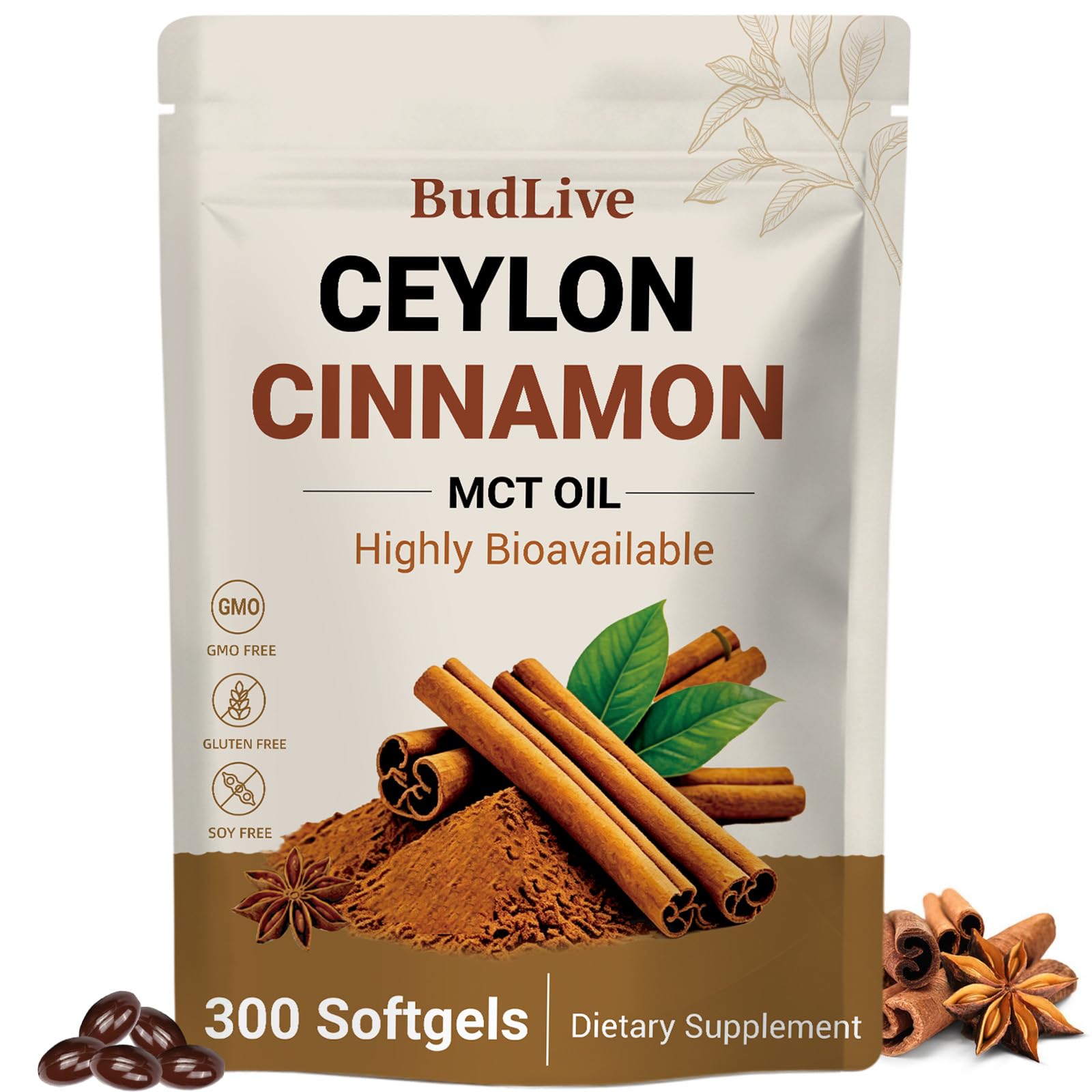 Ceylon Cinnamon Softgels with MCT Oil,Organic Ceylon Cinnamon Supplements