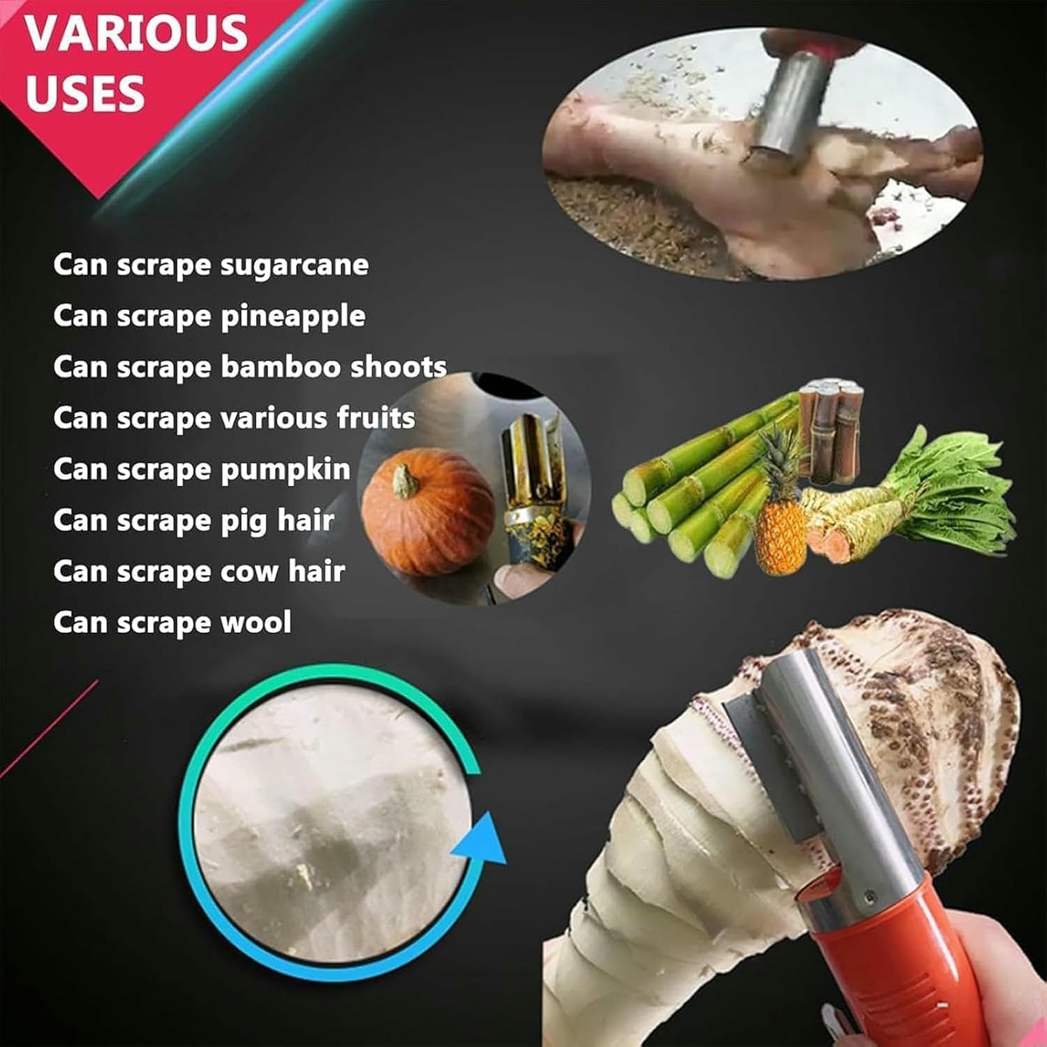 Machine Automatique À Racler La Canne À Sucre, Éplucheuse Électrique Pour Canne À Sucre, Avec Couvercle De Protection, Pour Divers Fruits Et Légumes