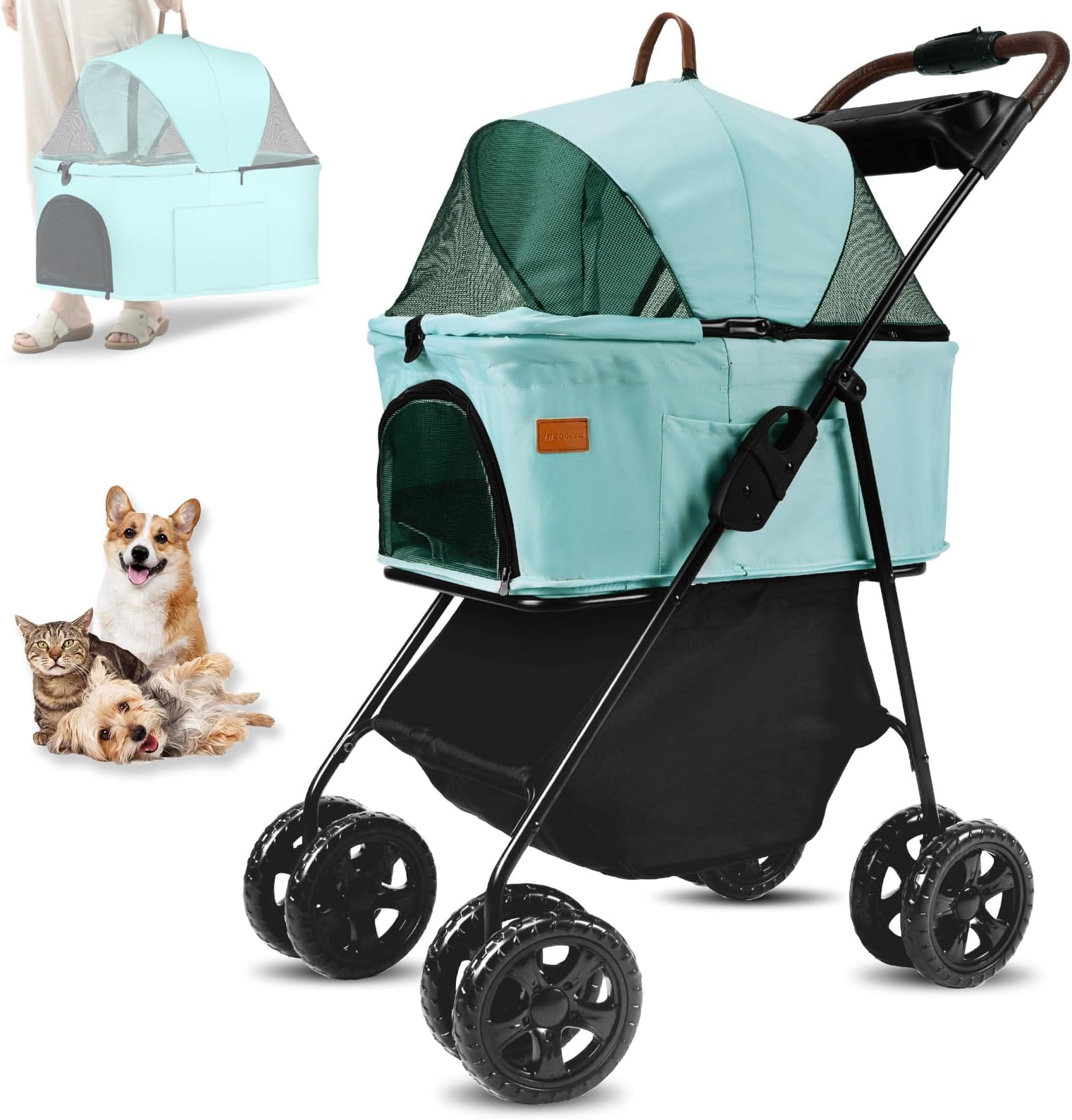 Ingborsa Pet Stroller, 3 in 1 Multifunction Pet Travel