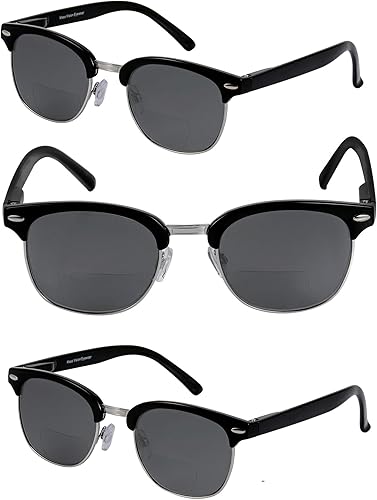 Mass Vision 'The Executive' - 3 pares de lentes de sol de lectura bifocales clásicas sin montura