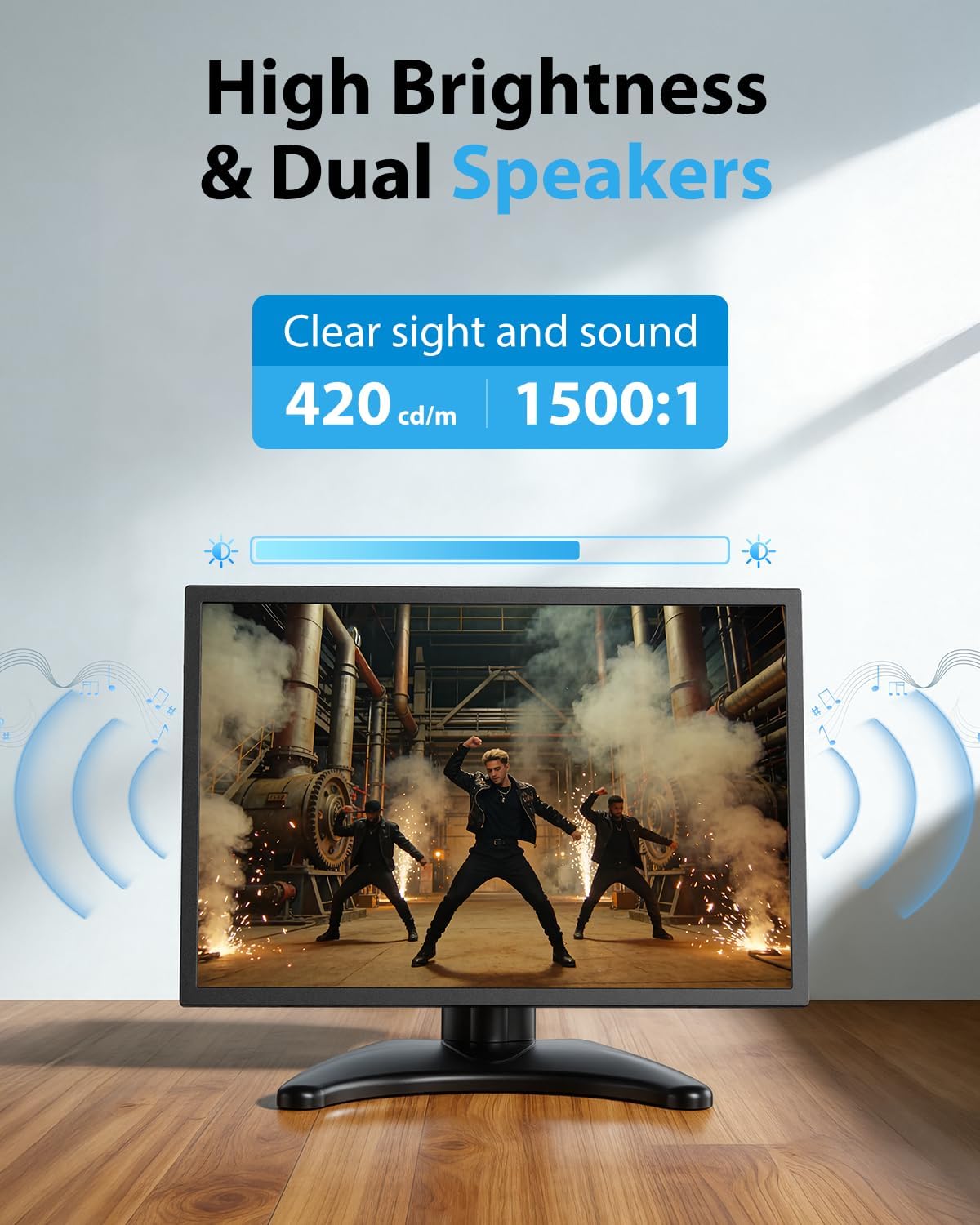 Small Security Monitor for Camera Mini PC: Metal Case,10.5 inch 16:10 1920×1280, HDMI & VGA Port,Dual Speakers,High Brightness,with Moon Stand,for Office,Bedroom,Retro Gaming CCTV,Portable Travel