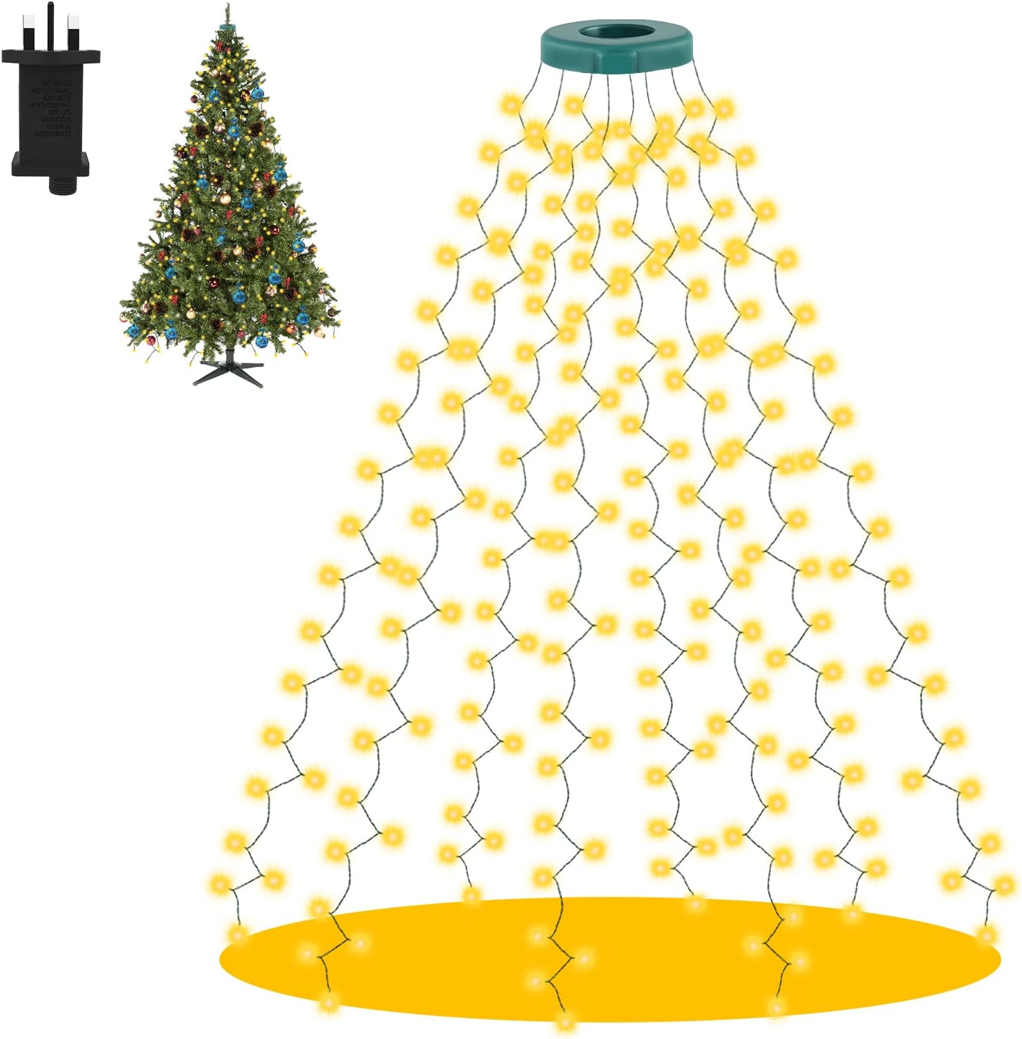 Christmas Tree Lights, aifulo 280 LED 2m * 8 Lines Fairy Lights Mains Powered for 6-8ft Christmas Tree, Christmas Decoration String Lights with 8 Modes, Timer & Memory Function for Indoor Outdoor