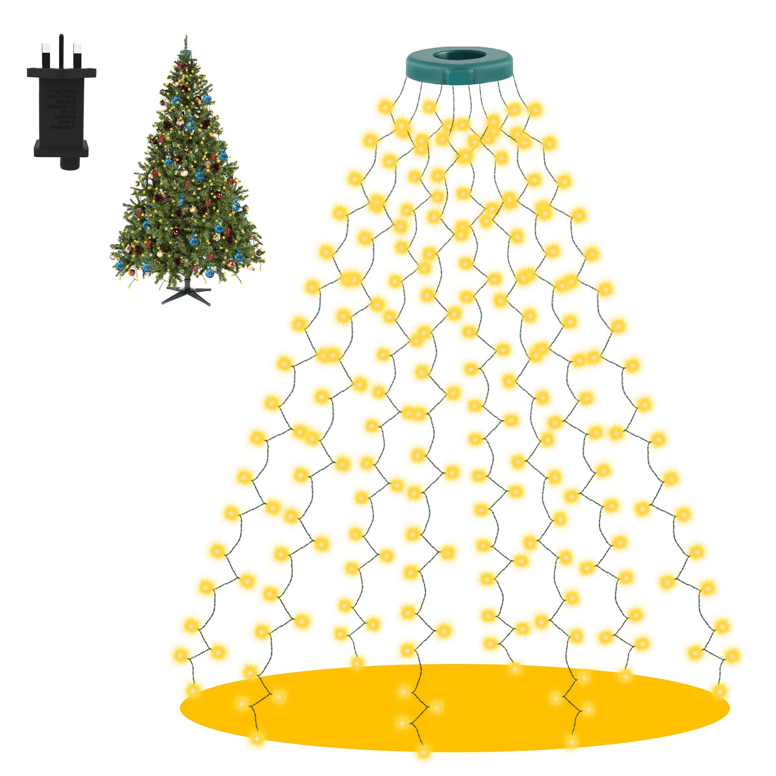 Christmas Tree Lights, aifulo 280 LED 2m * 8 Lines Fairy Lights Mains Powered for 6-8ft Christmas Tree, Christmas Decoration String Lights with 8 Modes, Timer & Memory Function for Indoor Outdoor