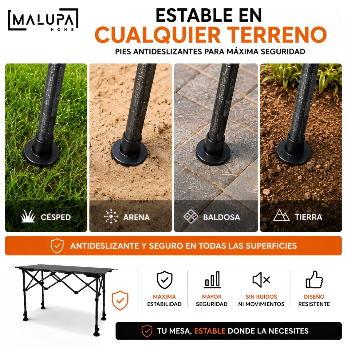 Mesa Plegable Camping, Mesa Auxiliar de 95x55 cm