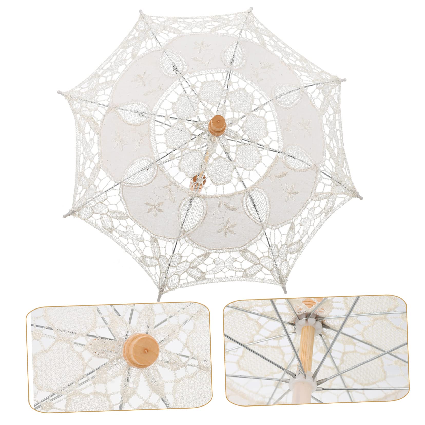 VALICLUD 3pezzi Ombrello Pizzo Elegante Per Matrimonio e Performance Teatrali Ombrellino Decorativo Leggero e Portatile Per Sposa e Foto Manico Ergonomico