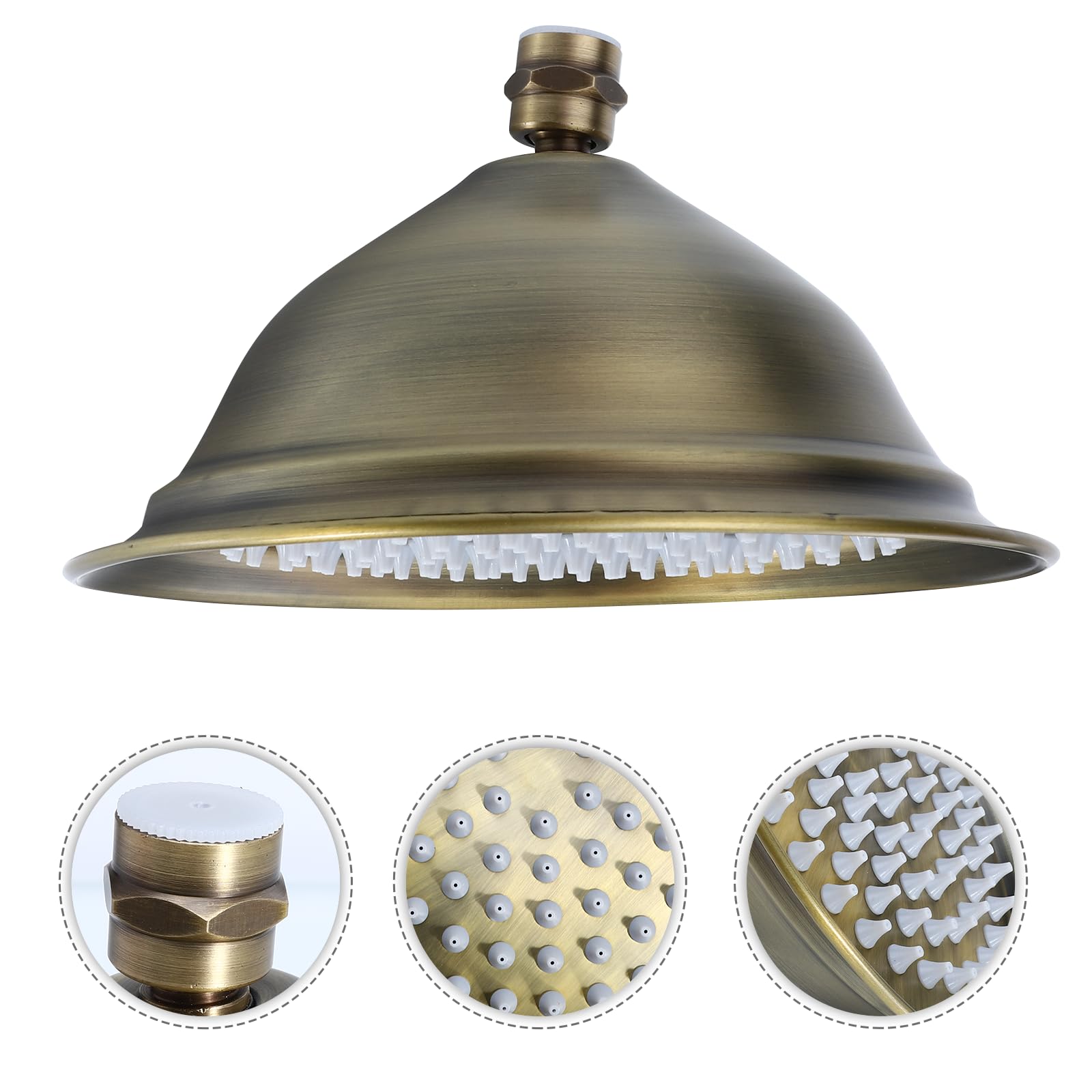Cabezal Rociador de Techo Marrón, de Acero Inoxidable, 8 Pulgadas