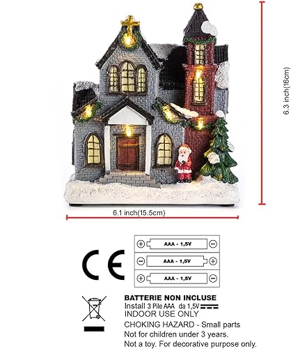 Miniatura 3 de Edificios coleccionables de Navidad iluminados con LED, iglesia y torre de agua